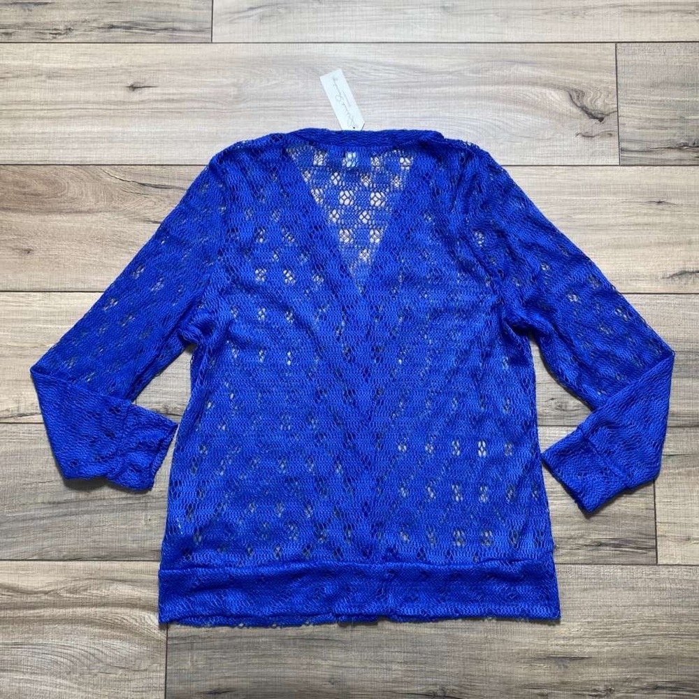 French Laundry Womens Open Knit Button Front Cardigan Size 14/16 Royal‎ Blue - Picture 5 of 7
